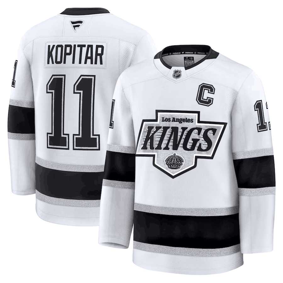 Mens Los Angeles Kings #11 Anze Kopitar White 2024-25 Away Stitched Hockey Jersey Dzhi->los angeles kings->NHL Jersey